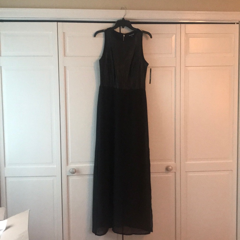 Gianni Bini Long Black Leather front sheer bottom